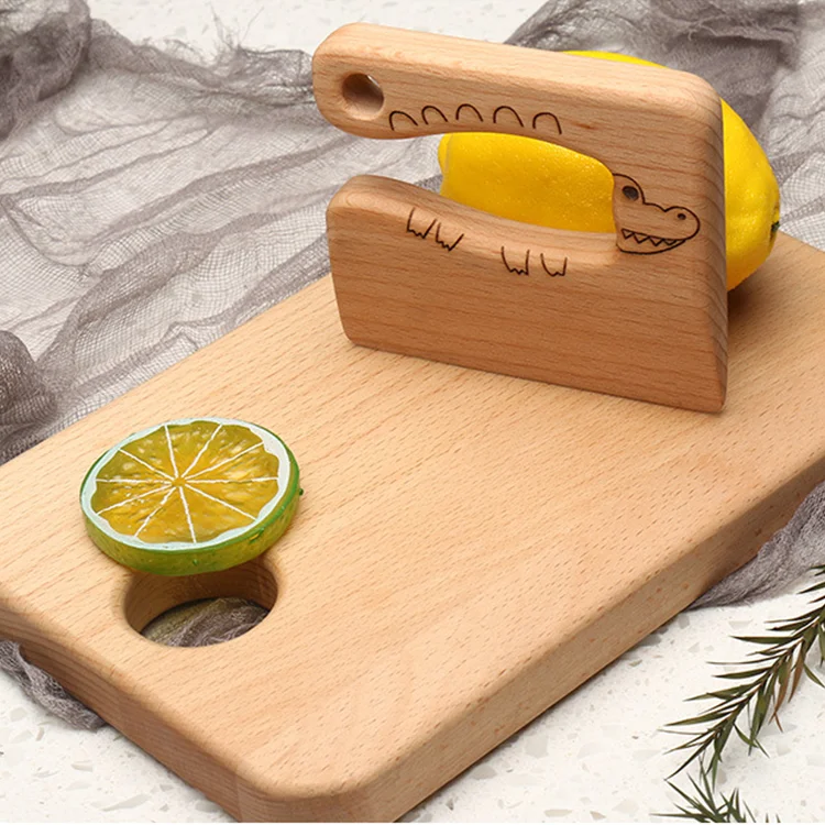 Wooden Toys Montessori Early Education Safe Wooden Knife For Kids Kids Kitchen Set Toy Fruit Cutting Knife