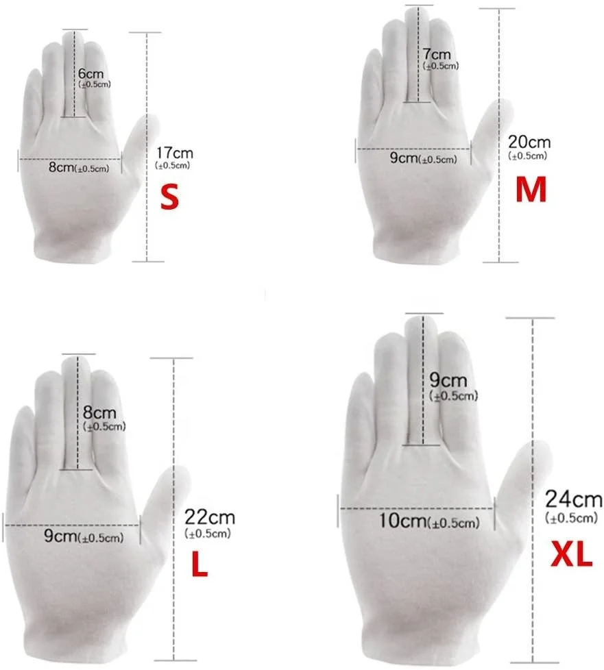 White Soft Mittens Jewelry Inspection Stretchy Work  Cotton Gloves