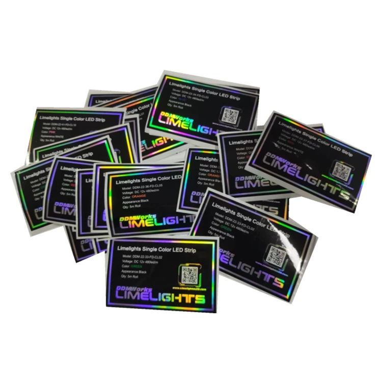 Custom Design New Style Holographic Colorful Sticker Label for Led Strip Light