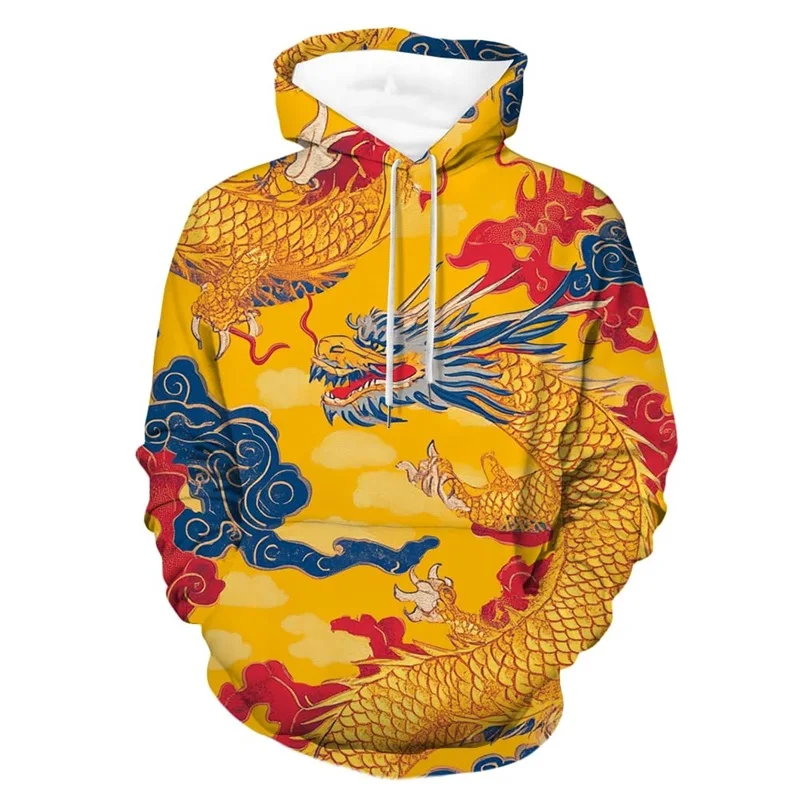 3D Print Chinese Traditional Dragon Graphic Hoodies For Men New In Casual Oversized Pullover Sweatshirt Mens Sport Tracksuit