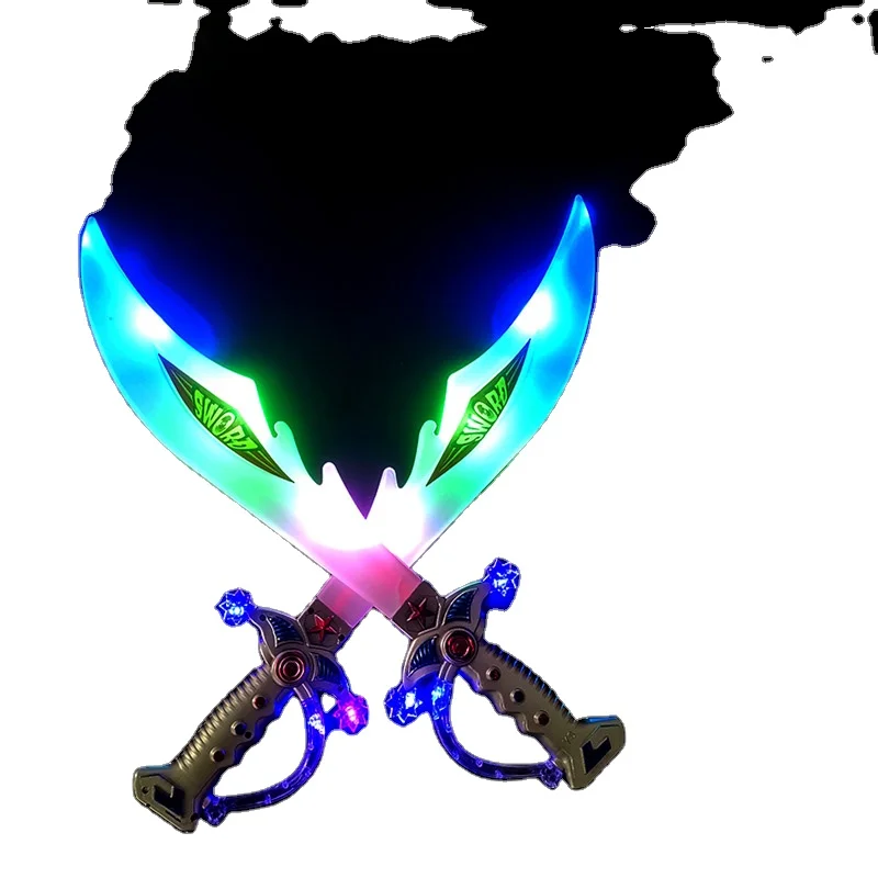 Deluxe Pirate LED Light Up Flashing Buccaneer Swords with Motion Activated Clanging Sounds for Realistic Pirate Play