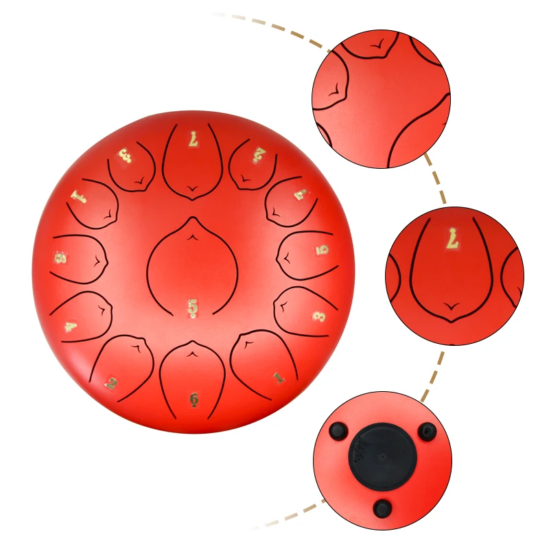 New design Big Size  Customized Drum 13 notes 12 inch Steel Tongue Drum Percussion Instrument Hand pan Drum