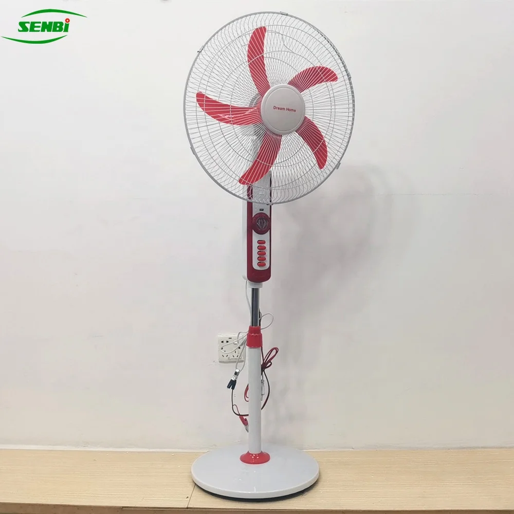 Battery AC/DC Operated 16 Inch 18 Inch Copper Stand Fan Motor 12v Solar Pedestal Fan with Led Light