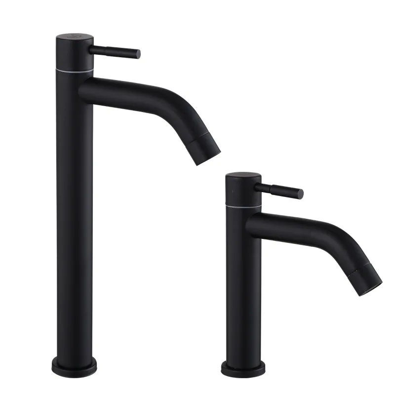 
2021 hot sale 304 stainless steel washbasin faucet office building wash basin single cold kitchen basin faucet 