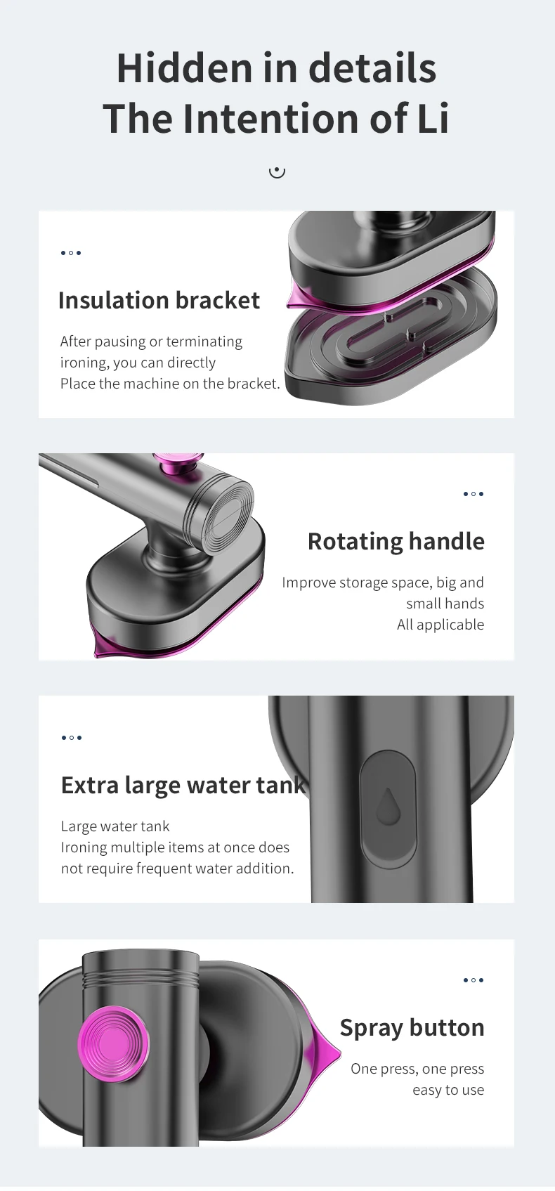 Factory Price 60ml Water Tank Handheld Household Portable Lightweight Electric Wired Steamer Iron For Cloths