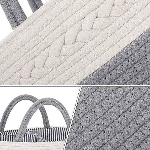 QJMAX Baby Diaper Caddy Organizer Custom Cotton Rope Nursery Storage Bin With Divider Baby Shower Gift Bag