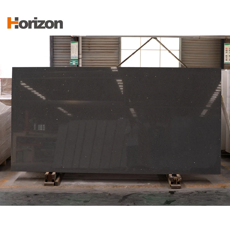 Black Polished Artificial Quartz Stone Large Slabs Calacatta Quartz Stone Countertop for Kitchen