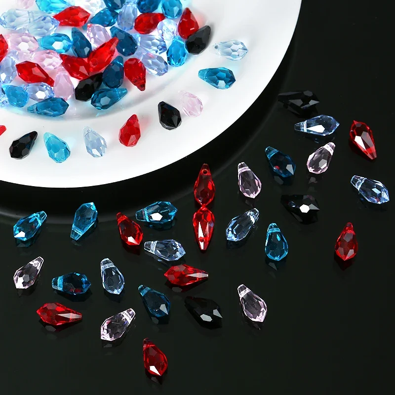 Best Sell Crystal Tear Drop Shape Beads Glass Beads  Loose Spacer Round Beads For Jewelry Making DIY multiple  Colors