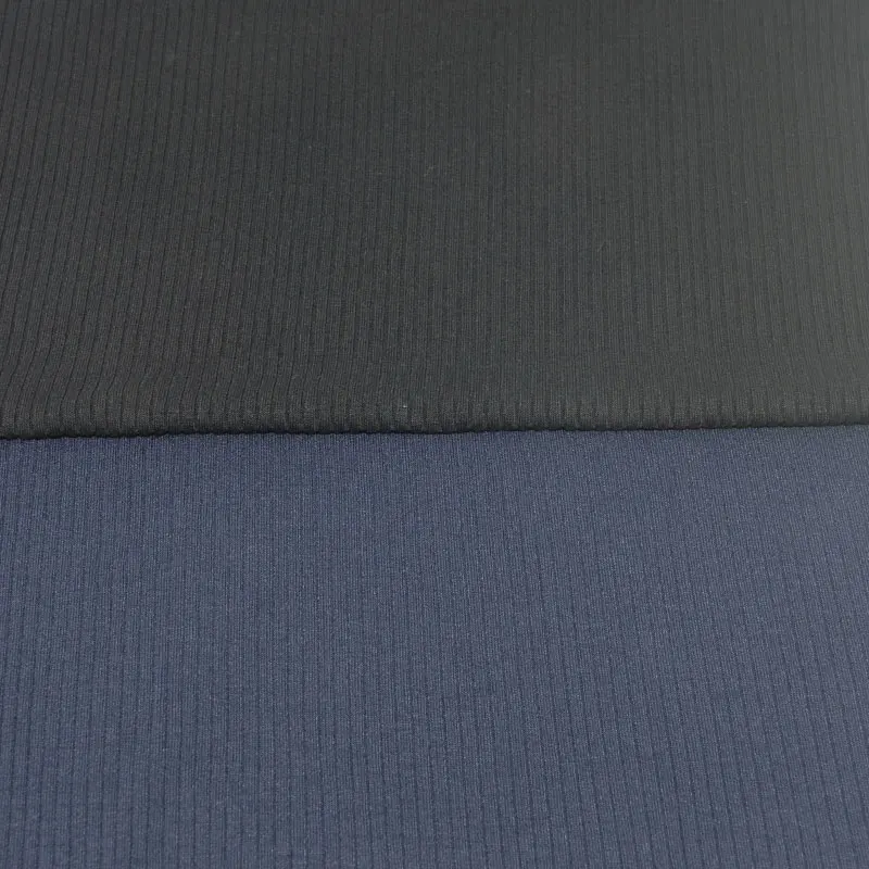 Rayon Rib Knit Fabric Soft Smooth 100% Viscose Navy Blue Rib Custom Fabric