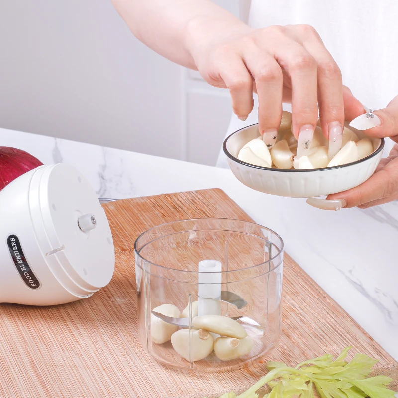 Portable Mini Electric Garlic Chopper 304 Stainless Steel Blade Rechargeable Food Processor Kitchen Cordless Food Blender