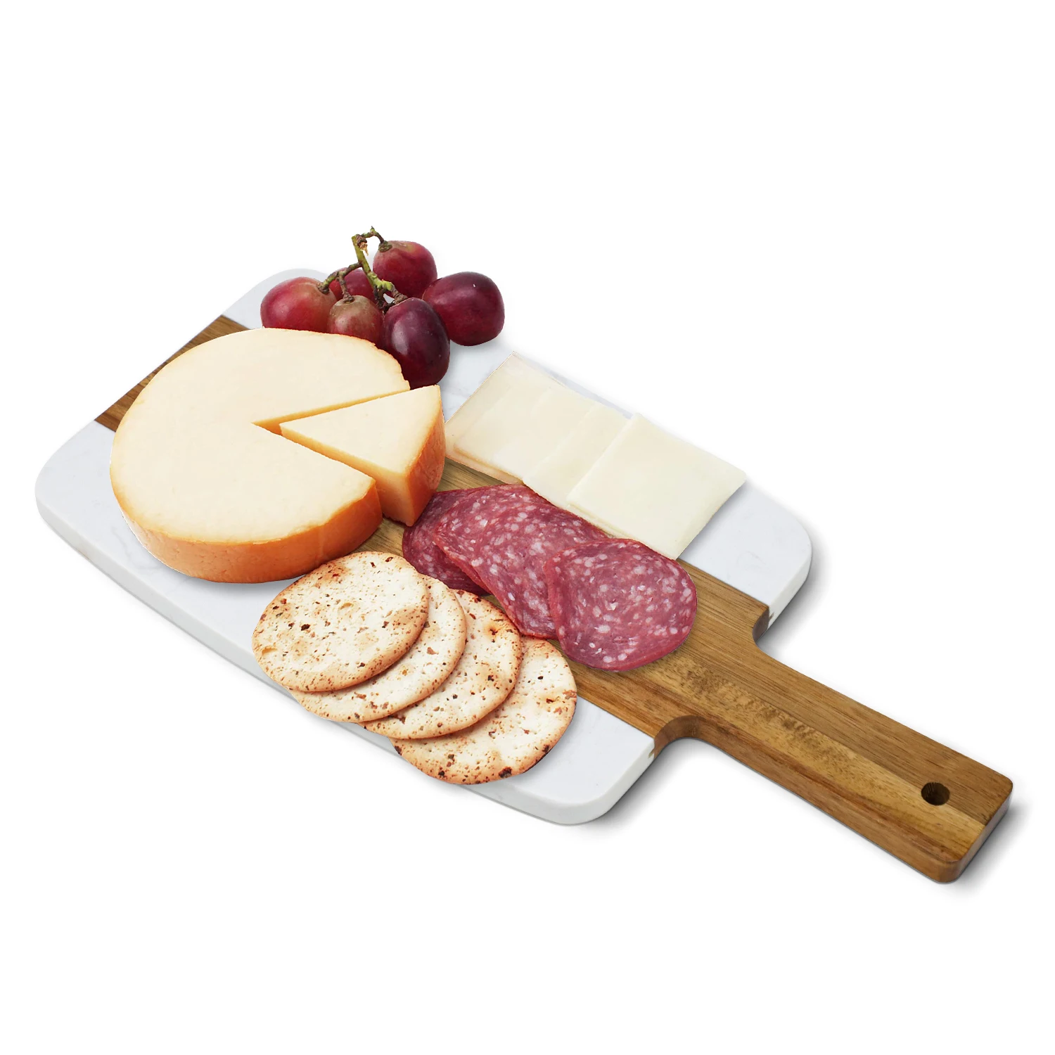 GL Large Size Marble Acacia Wood Cutting Board Double-sided Cheese Serving Board With Hanging Hole