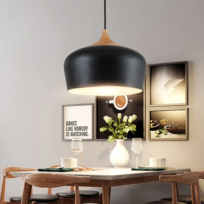 Nordic simplicity wooden Pendant light Modern Hanging Lights Home improvement Iron and wood decoration Pendant lamp