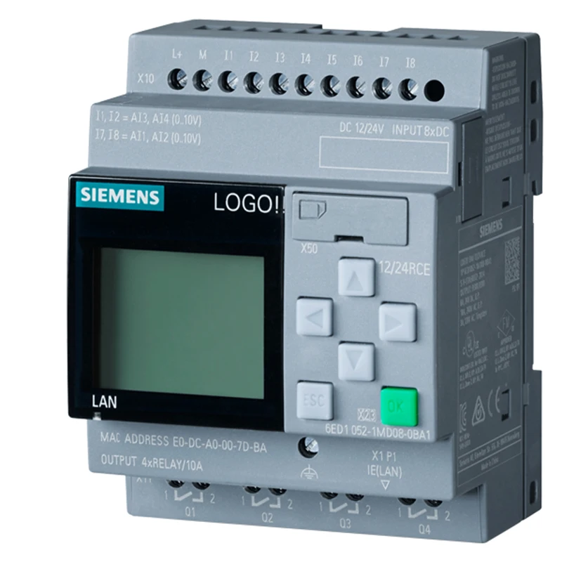 Siemens PLC LOGO!  8, 12/24RCE, Basic module with Display PLC Programmable Controller Module 6ED1052-1MD08-0BA1