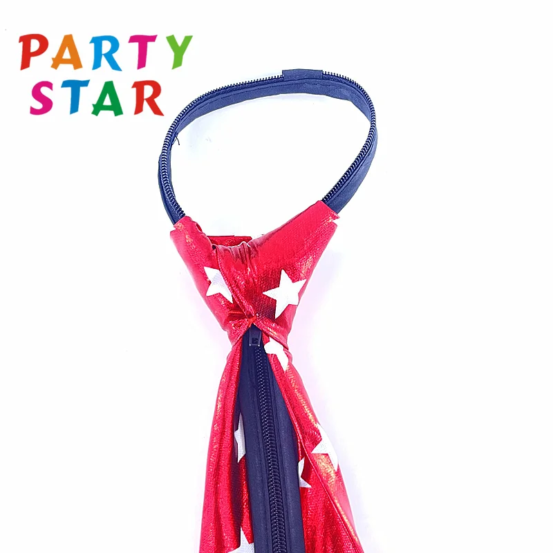 Оптовая продажа, мужской Металлический регулируемый галстук с пятиконечными звездами, модный галстук с принтом для вечеринки