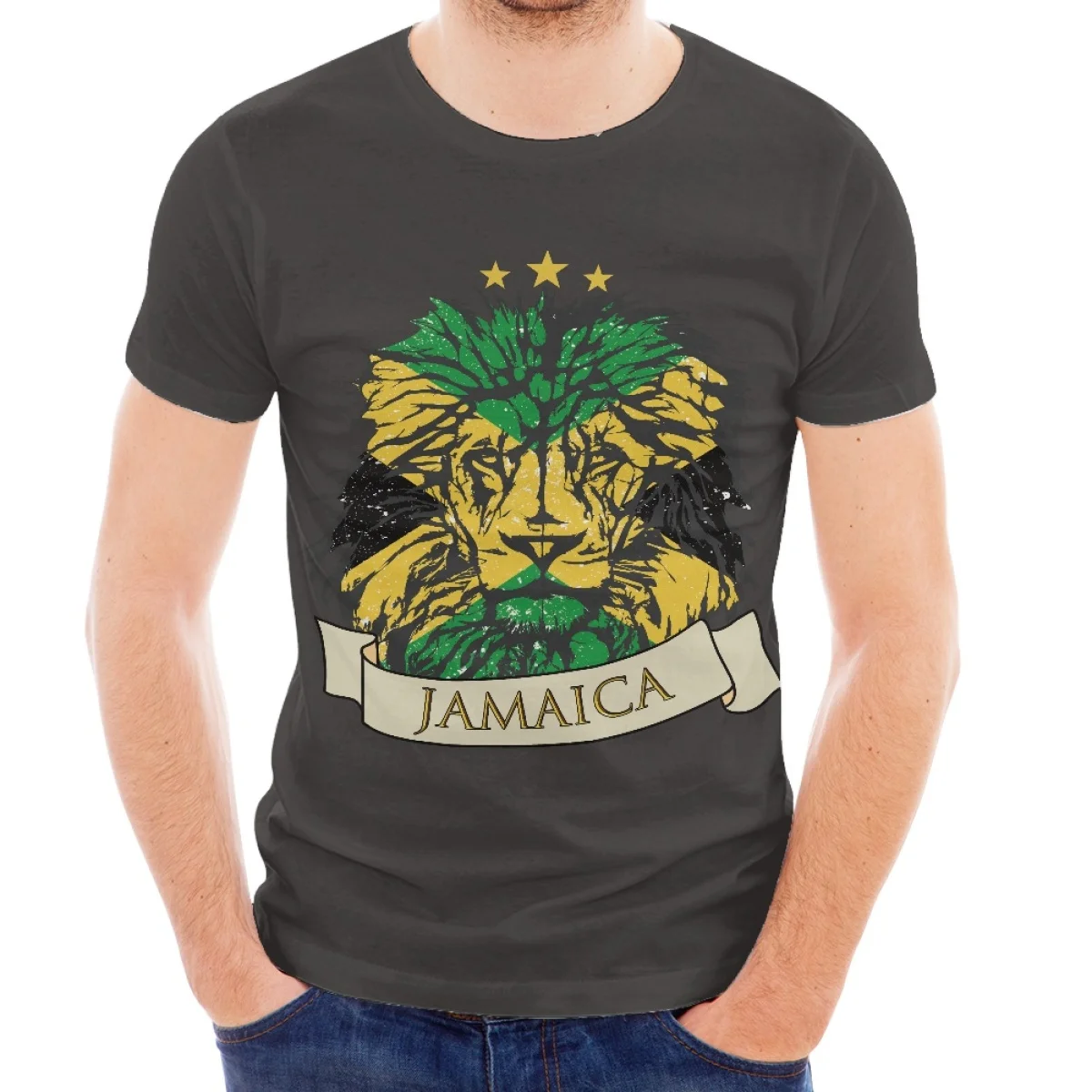 Wholesale Sublimation polyester Spandex Oversized T-shirt For Independence Day Customize Print Jamaica Lion Print Design T shirt