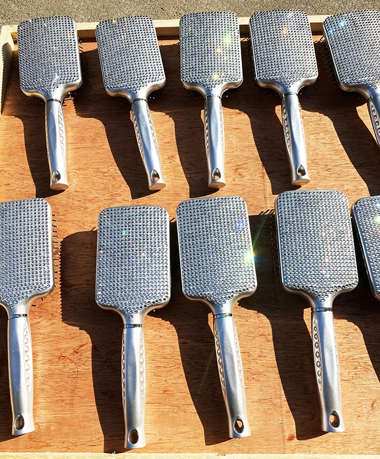 Personalized Hair Brush Custom Rhinestone Bling bling Comb For Women