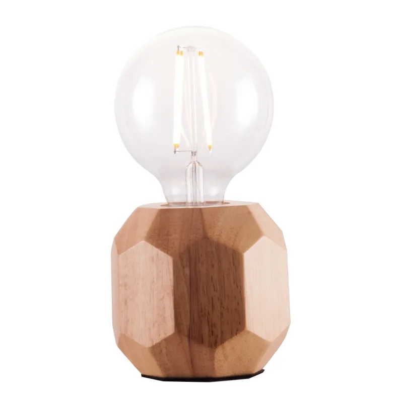 220V Retro Wood Table Lamp E27 Vintage Desk Lamp Base Holder EU Plug Bedside Lamp Decor Wooden Table Light