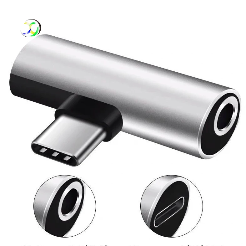 Fast Charging Adapter Audio C Type To 3.5mm Headphone 2 In 1 Audio Jack Adapter