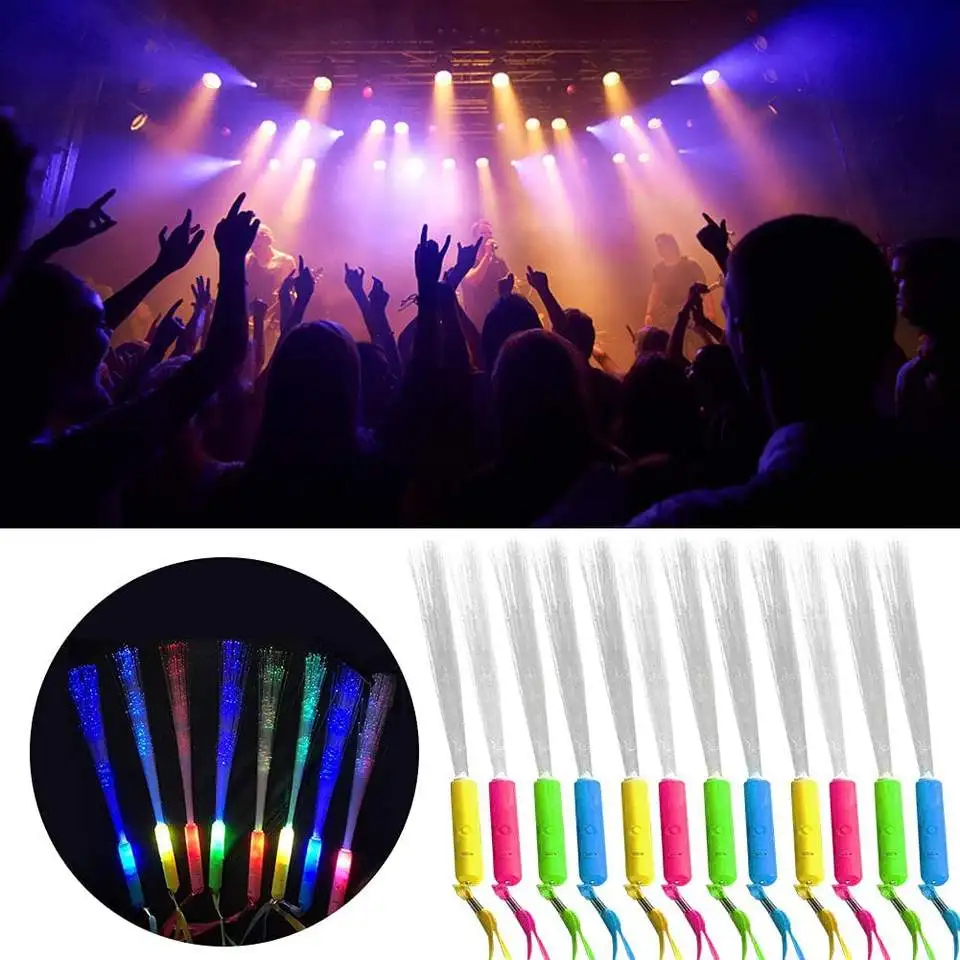 Light Up Fiber Optic Wand 3 Modes Colorful Flashing LED Light Up Glow for Show Events Club Festival Fiber Optic Stick