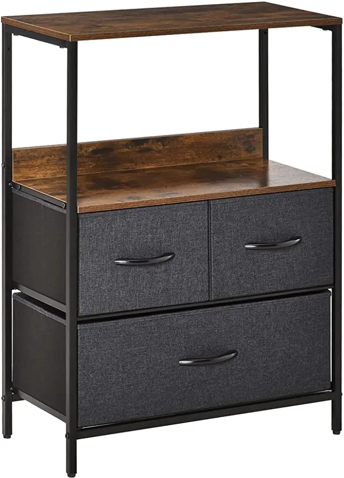 3 Drawer Storage Chest Unit Home Cabinet w/Shelves Home Living Room Bedroom Entryway Living Furniture Black