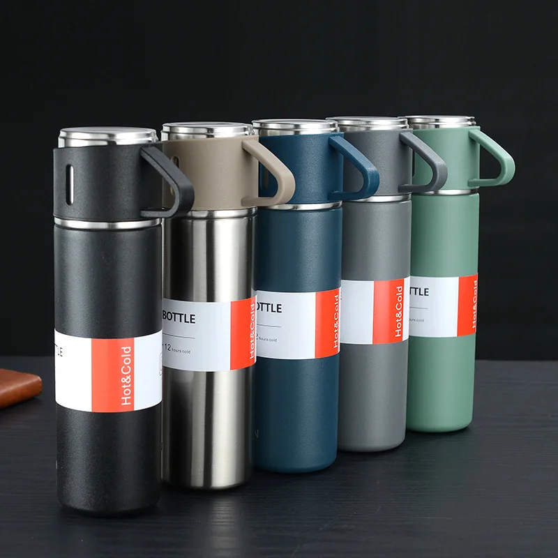 Custom Logo Stainless Steel Vaccum Termo Thermos Insulated Water Bottle Vacuum Flask Gift Set