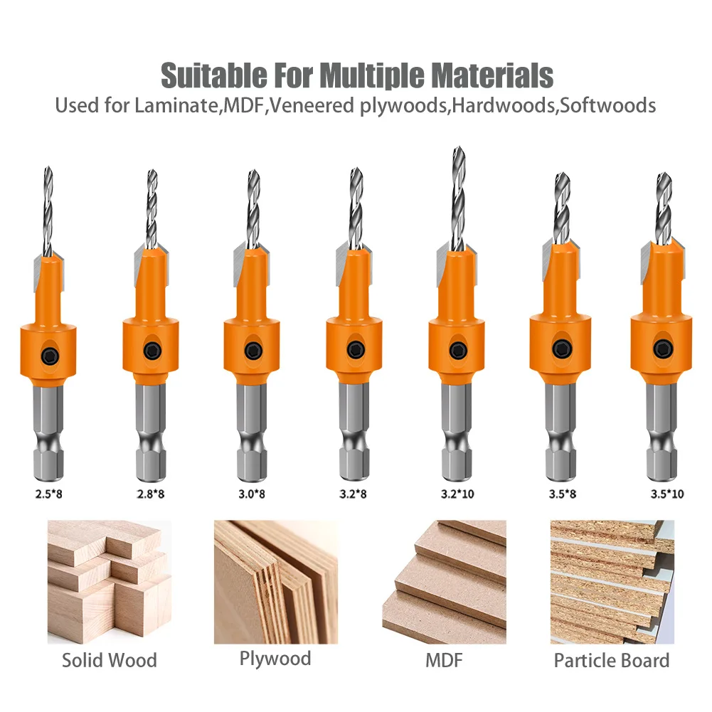 Allen Wrench Hex Shank Tapered Drill Bits Woodworking Pilot Screw Hole Tungsten Carbide Countersink Drill Bit Chamfer