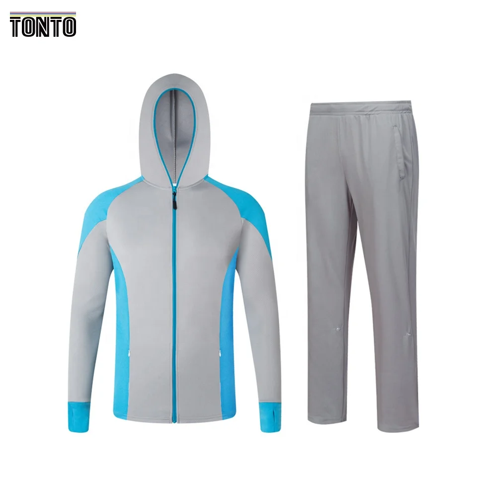 Summer UPF Fishing Clothing Waterproof Sublimation Zipper Hooded Long sleeve Shirt Jersey and Pants Fishing Suitshirts
