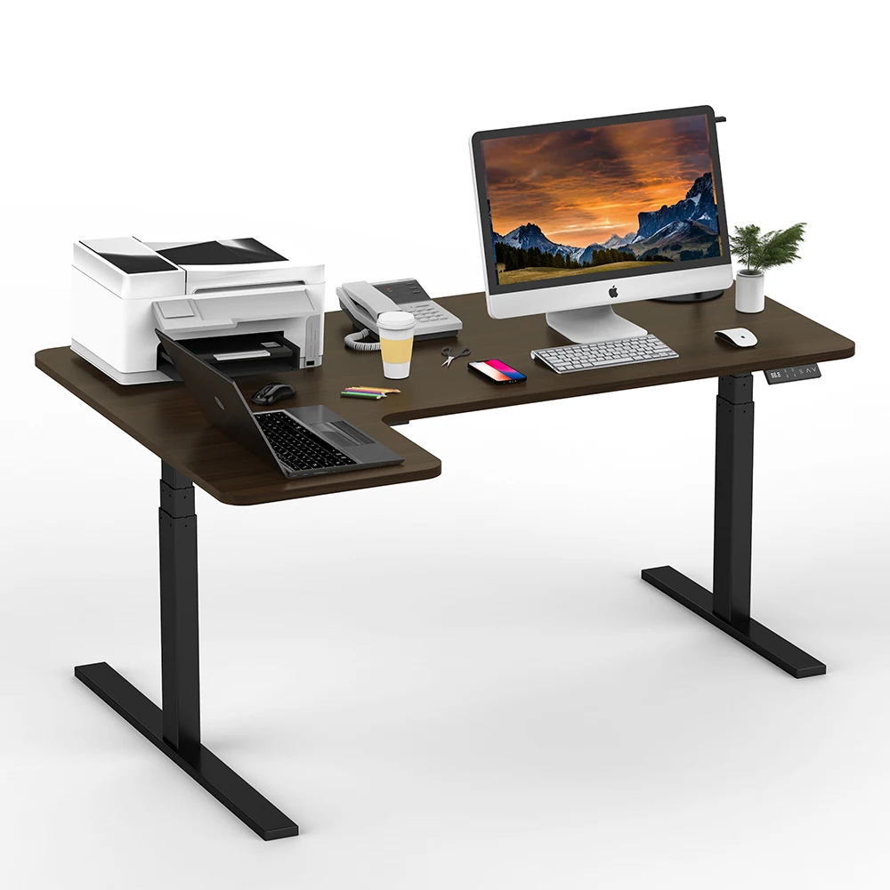 Eco Friendly Office Height Adjustable Lift Standing Desk Computer Table Electric Corner L Shape Sit Stand Desk Frame