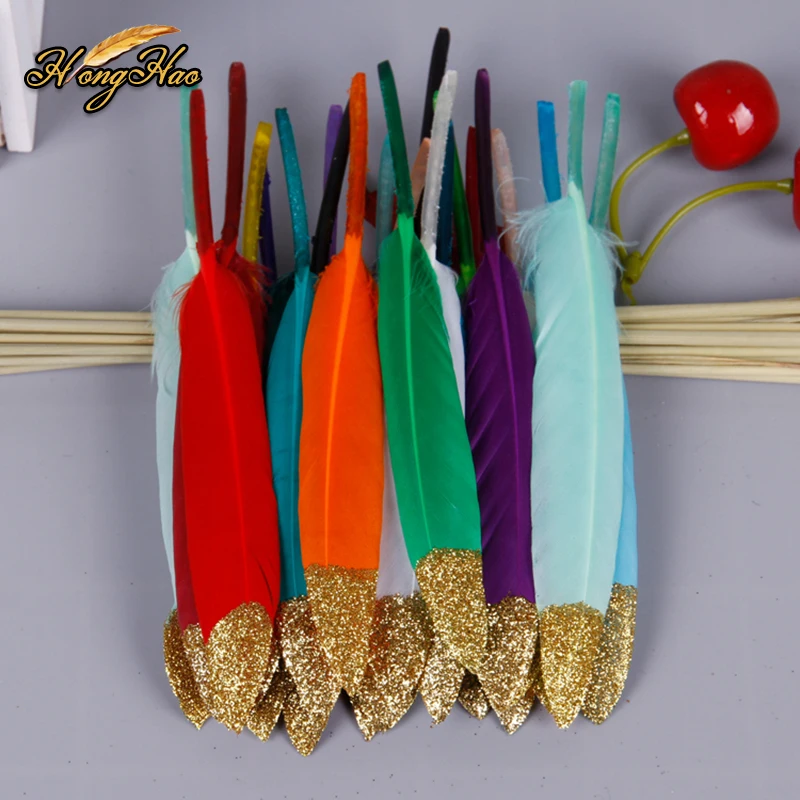 50pcs/lot Gold Natural Dyed Duck Feathers For Crafts DIY Decoration Feathers For Jewelry Making Dream catchers Plumes