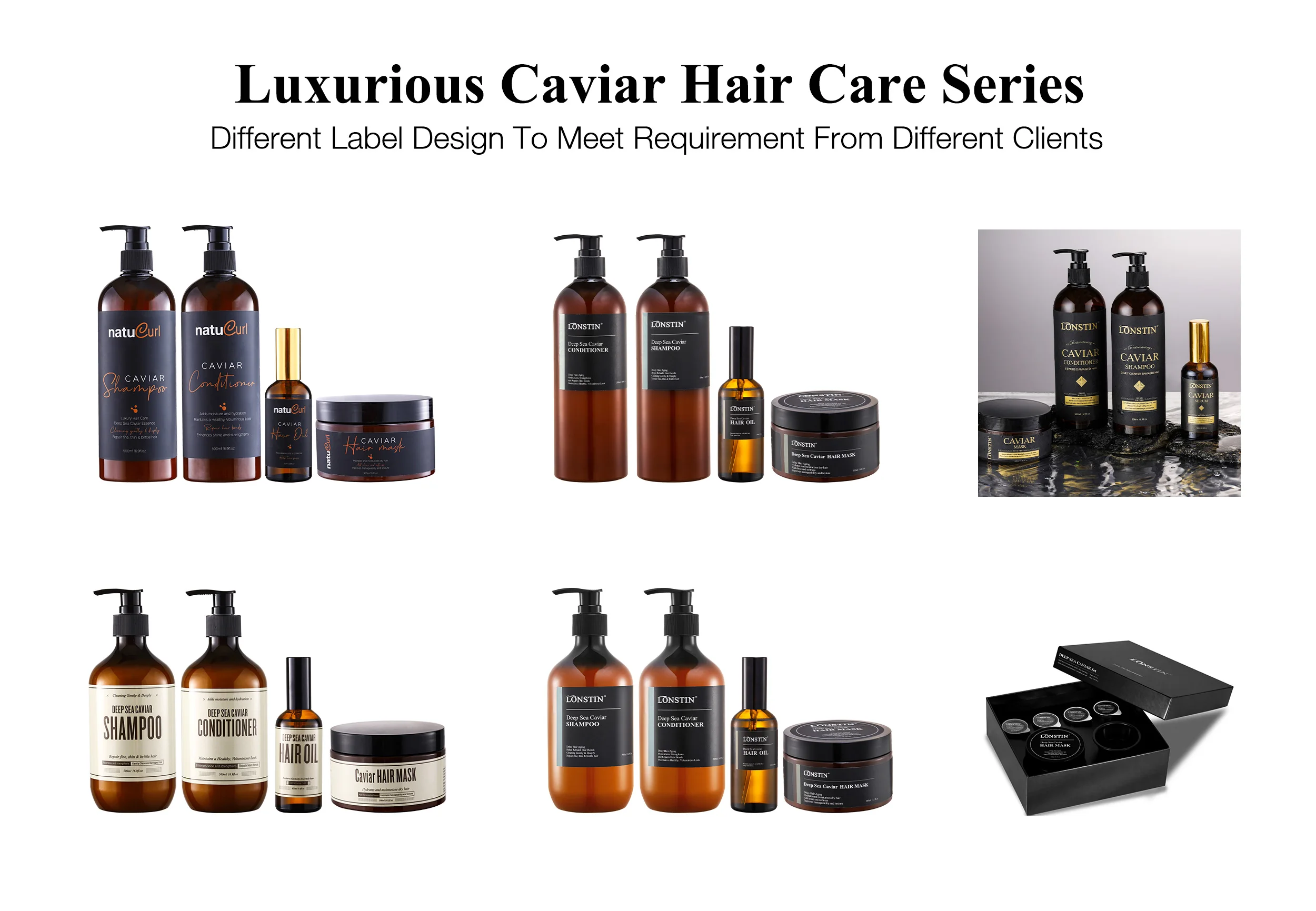 Wholesale OEM Private Label Custom Natural Caviar Extract Hair Care Products Organic Caviar Essential Oil