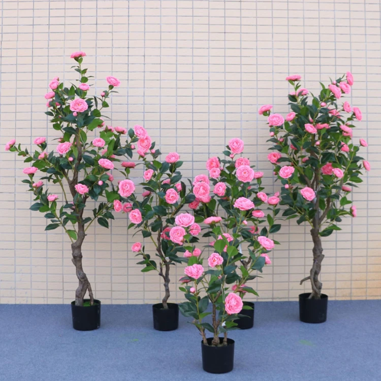 Artificial Plants Potted Bonsai Tree Camellia Tree