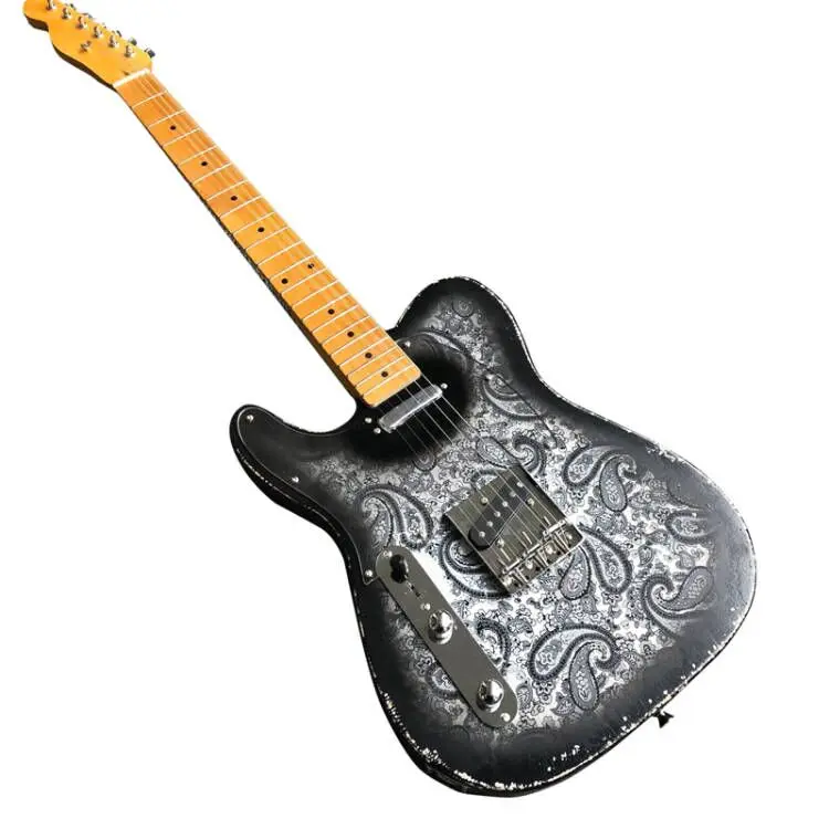 Left-Hand heavy relic vintage style left lefty hand made telecaster silk screen electric guitar string instruments instrument