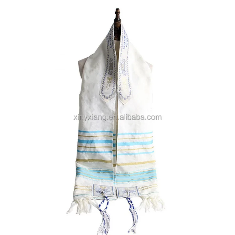 Factory custom Custom Unisex Kosher Israel Muslim Jewish Talit Polyester Large Prayer Shawl With Bag, Prayer Desert Scarf