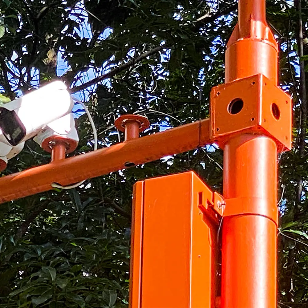 custom Outdoor Steel Post Bullet pole mount enclosure cctv camera Hot Dip Galvanized  Mount Bracket