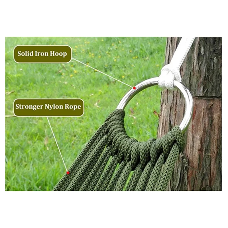 Durable Nylon Net Mesh Rope Hammock Portable Woven Camping Hammock For Outdoor Camping Garden Sleeping Hanging