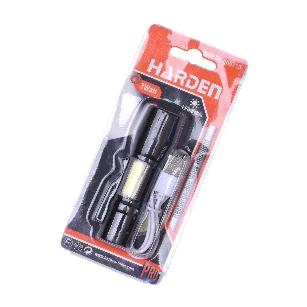Harden Rechargeable Aluminum Alloy Small Led Torch USB Charge Mini COB LED Flashlight 400mAh Li-ion