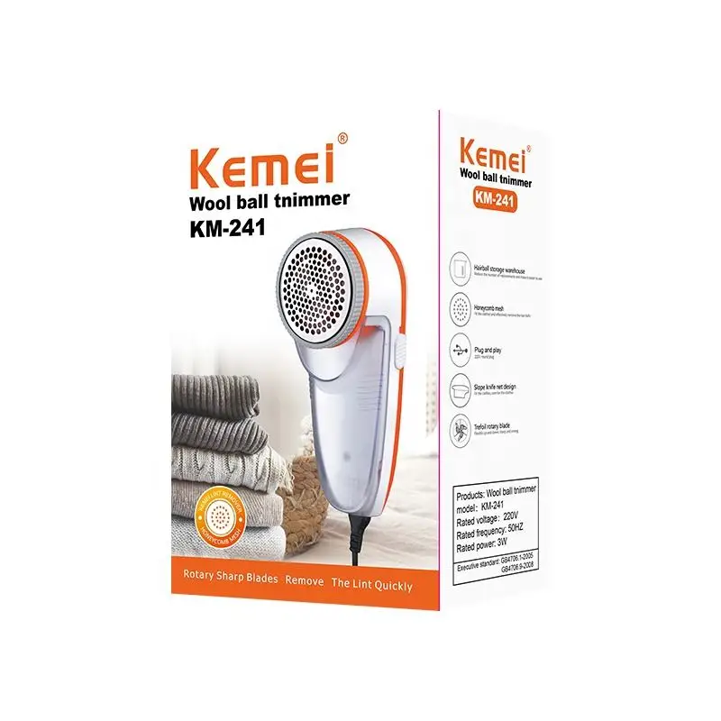 Wool Ball Tnimmer Epilator Easy to Carry and Clean Kemei Km-241 Three Knife Net Electric Lint Remover Clothes