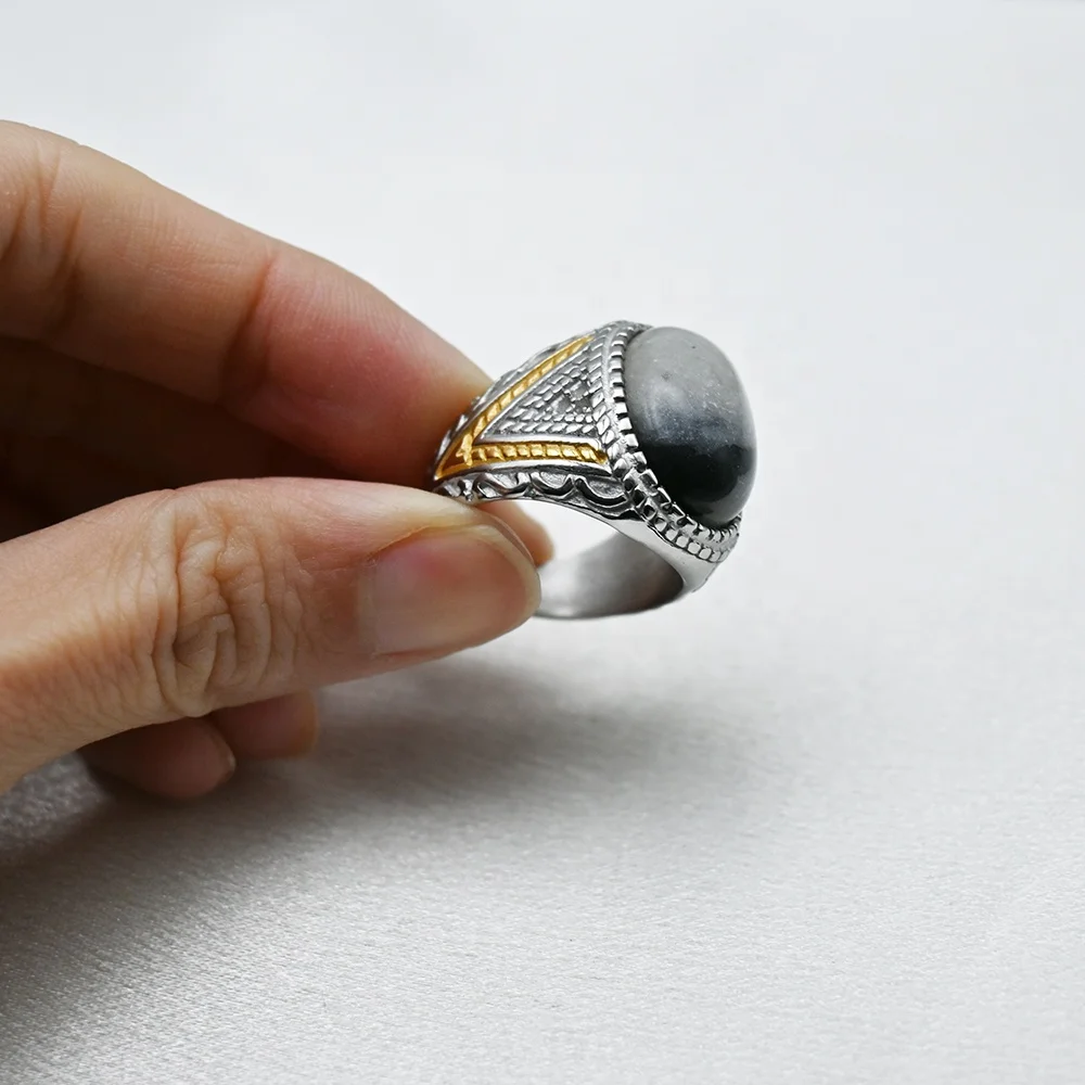Customize Fashion Onyx Stone Luxury Men Ring Stainless Steel Jewelry Men Art Design Jewelry Rings