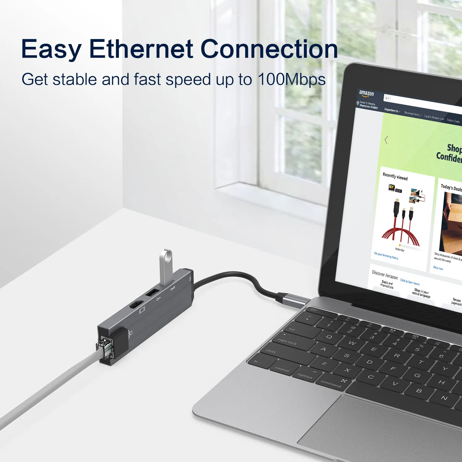  Тип C концентратор USB 5 в 1 к RJ45 Ethernet адаптер 4 компьютера Адаптер Hub с PD зарядный кабель для Macbook и Windows