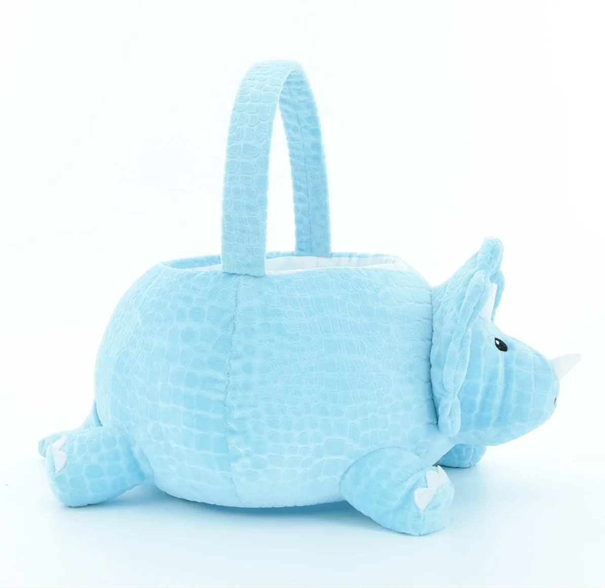 The Industry Wholesale Price Sky Blue Storage Basket For Kids Cute Gift Velvet Embossed Baskets
