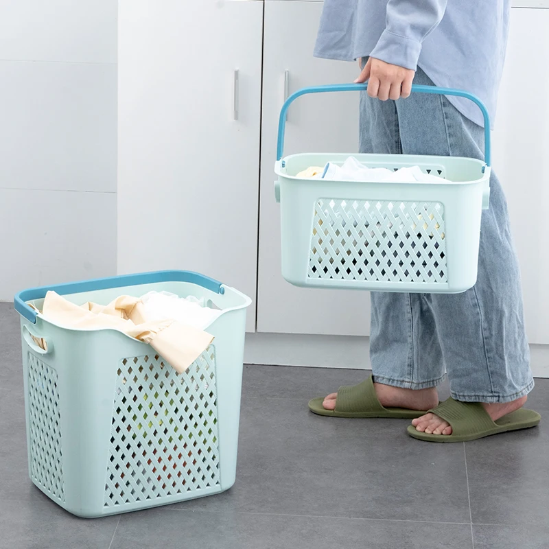 Portable storage organizer laundry plastic basket toy organizer storage baskets laundry basket with weaving pattern