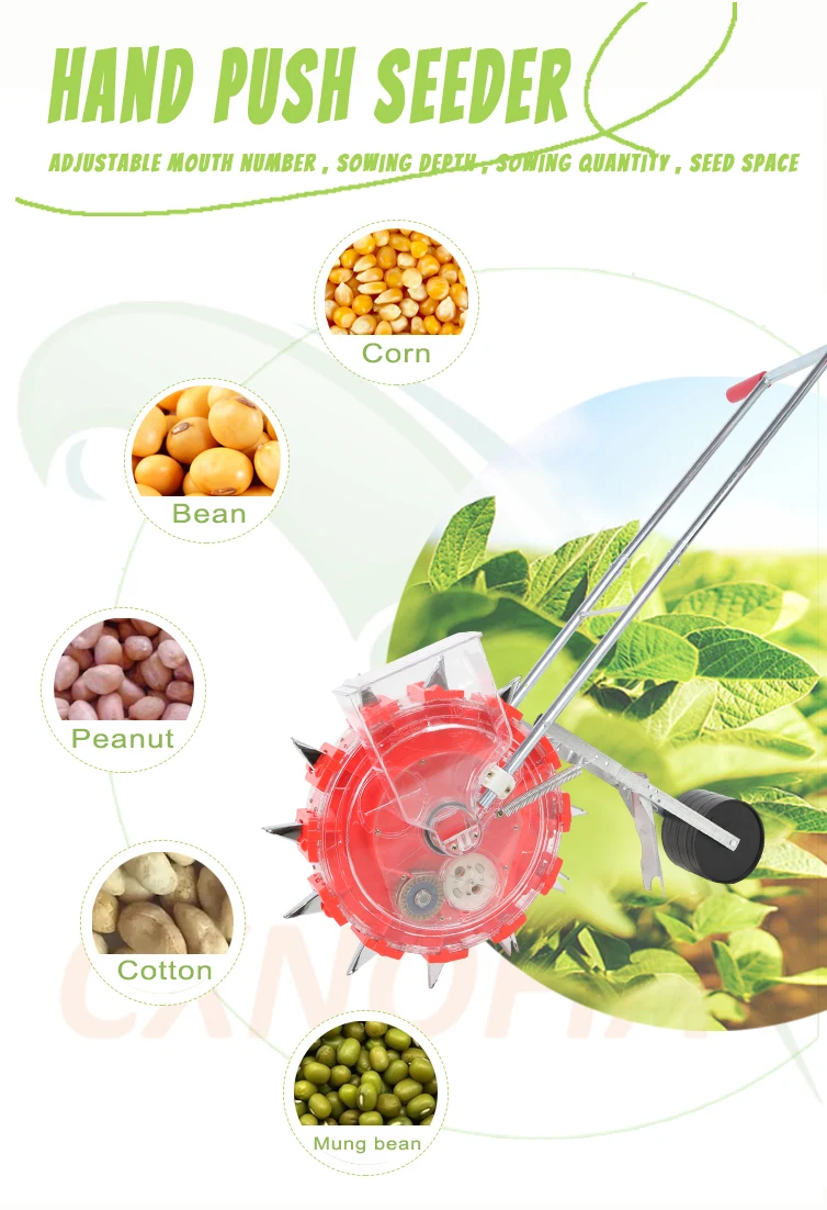 agriculture plant single manual hand pusher machine vegetable maize corn cereal crop hand push seeder