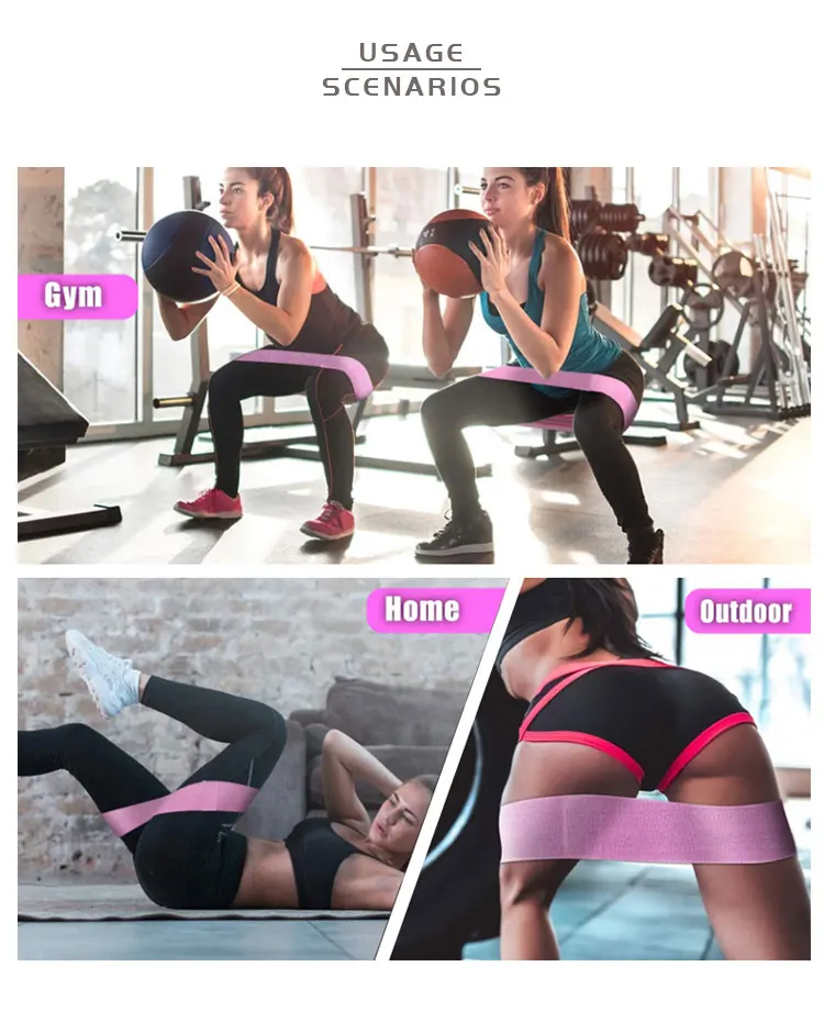 Custom logo Fabric Elastic Exercise Fitness Gym Hip Circle Loop Booty Resistance Bands Sets