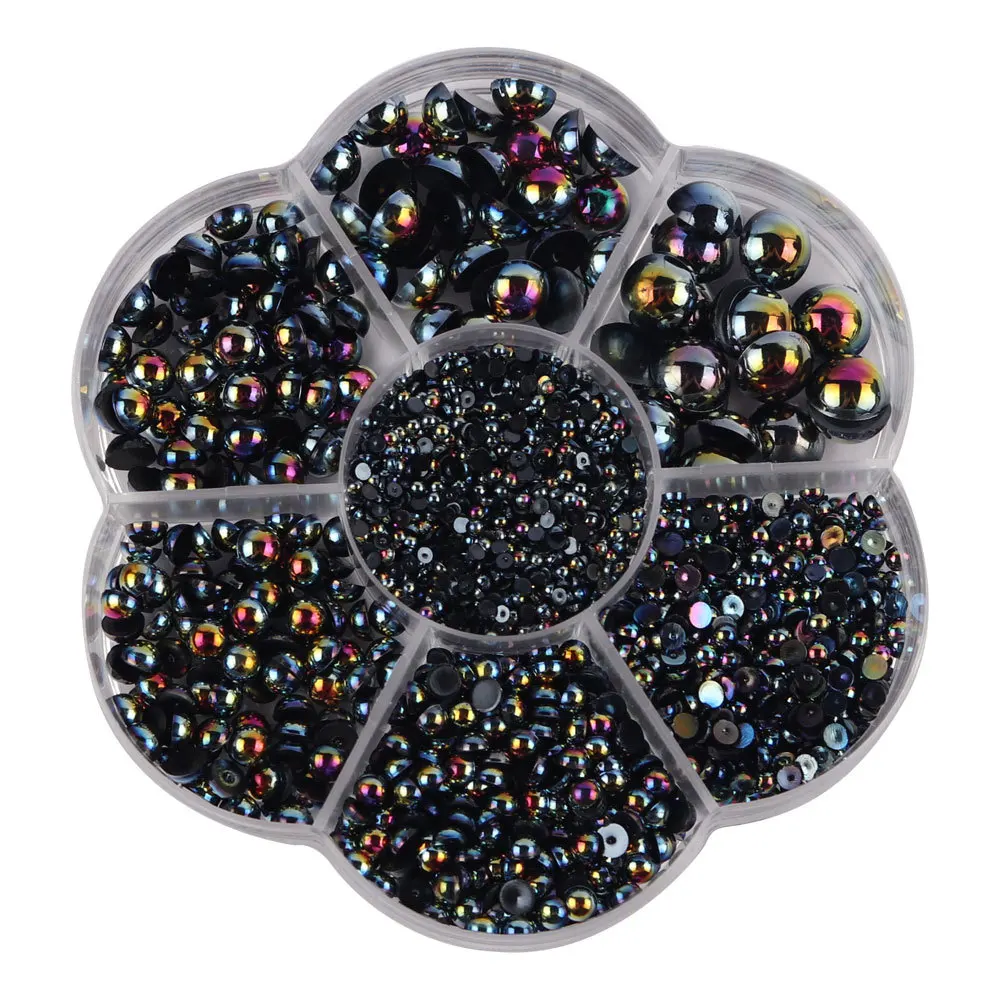 Wholesale Half Round Multi Size Flat Bottom AB Color Pearl Imitation Accessories Headwear Hair Accessories Clothing DIY Diamond