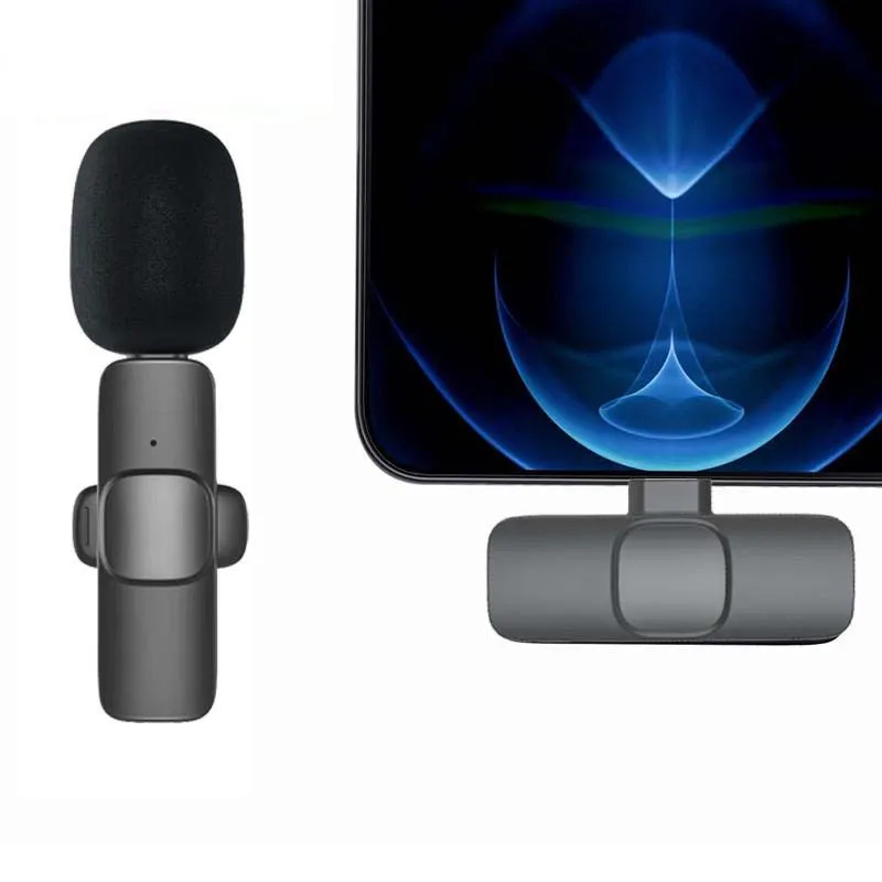 k9 1 drag 2 Microphone Lavalier 2.4GHz Portable Mini MIC Wireless Recording Microphone for iPhone Ipad