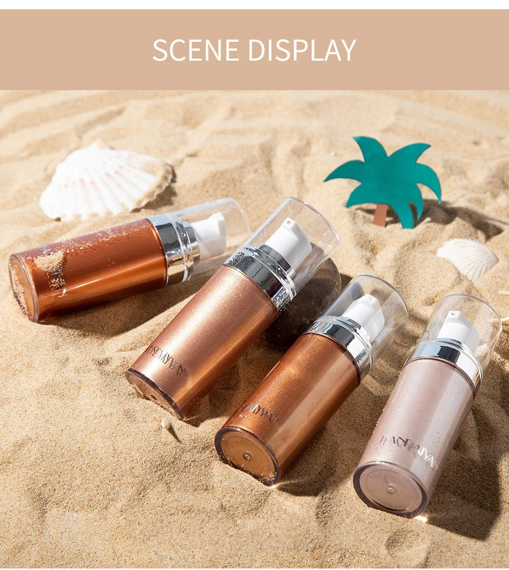 Handaiyan Rose Gold Liquid Setting Spray Waterproof Body Luminizer Bronzer Highlighter Foundation Makeup Shimmer Brighten Glow