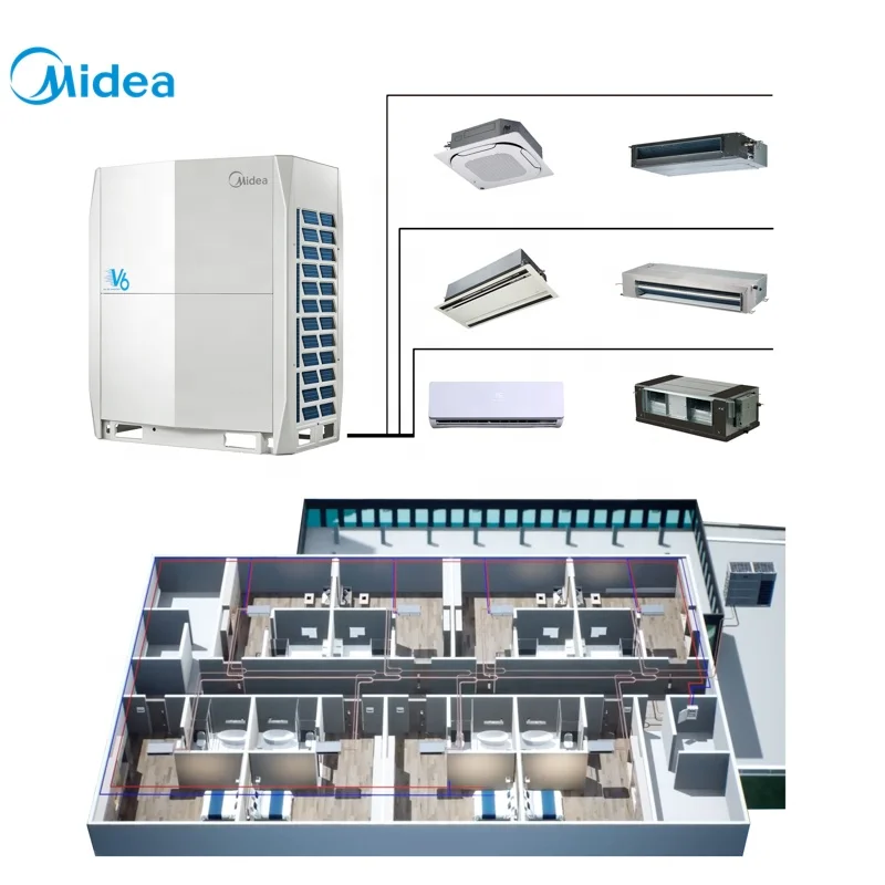Midea 10hp duty cycling cooling and heating heat pump vrf central air conditioners outdoor units for small food stores