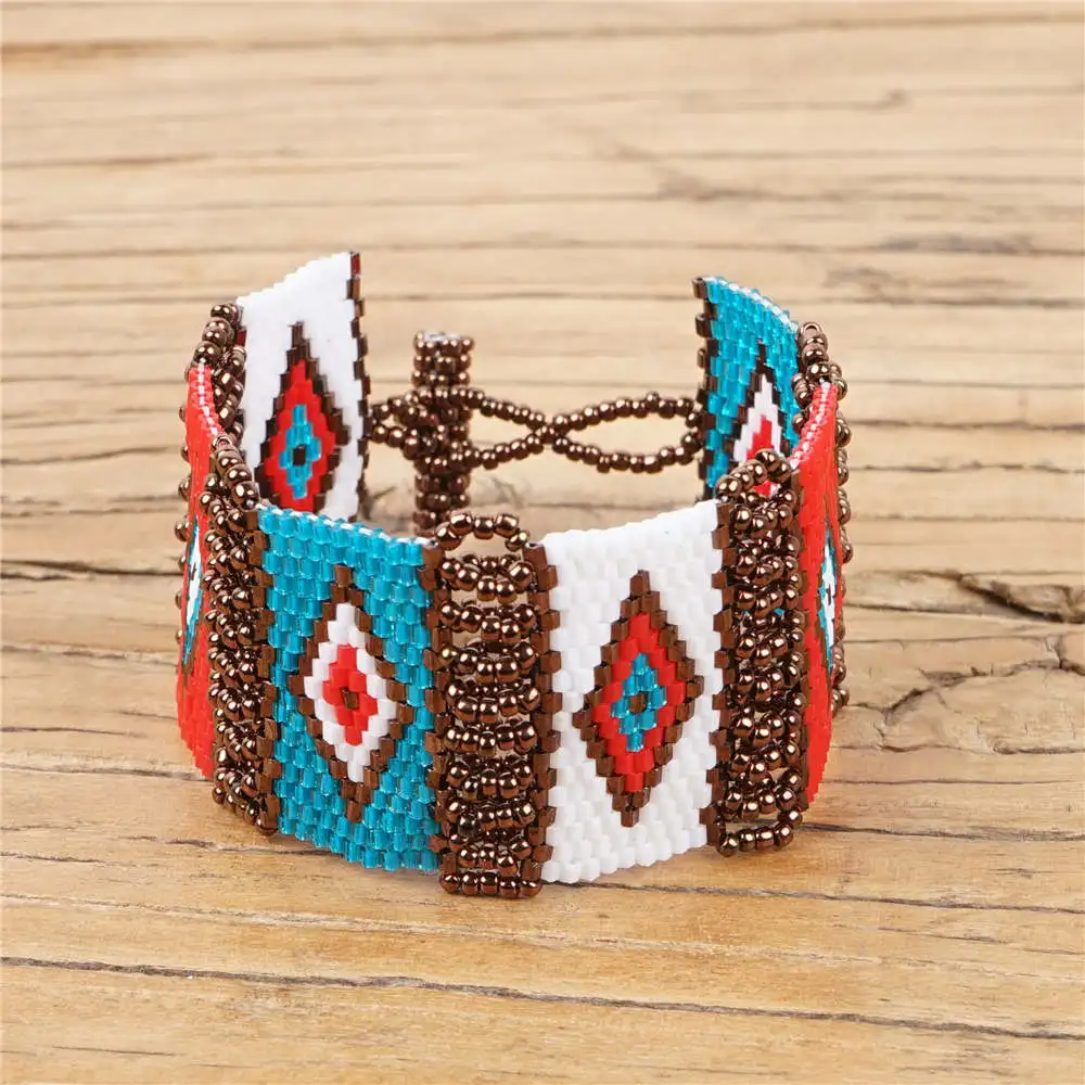 Fashion Handmade Bohemian Bracelet Miyuki Unisex Jewelry Woven Fatima Hand Colorful Charm Miyuki Bracelets