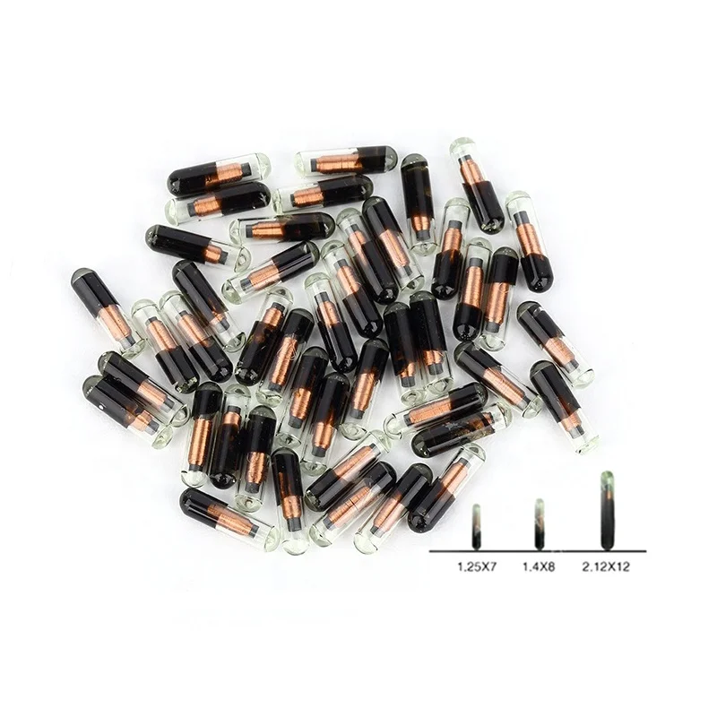 CMRFID 134.2khz Glass Capsule Rfid Tags Size 2.12*12mm 1.25*7mm Animals Rfid Pet Id Tag Fdx-b cat electronic chip