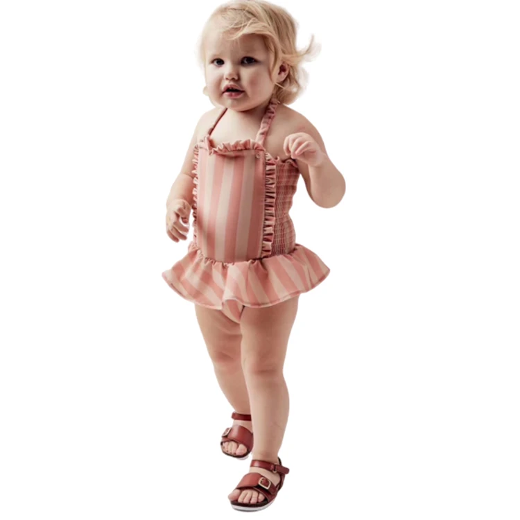 Lam pattern fabric  elegant ballet style bottom little baby girls modeling bathing suits for girls